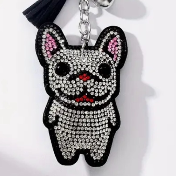 French Bulldog Frenchie Rhinestone Keychain ornament stocking stuffer - Picture 3 of 5